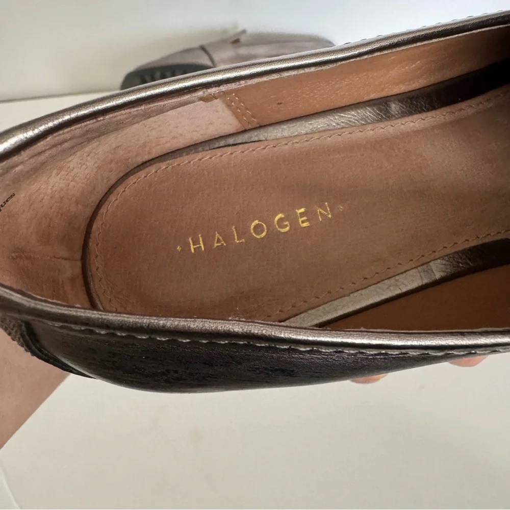 Halgoen Emily Studded Metalic Leather Chunky Y2K Loafers Flats Size 7.5
